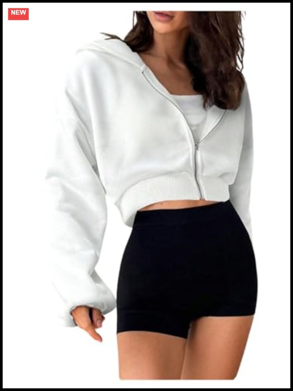 Cropped Zip Up Hoodie Sweatshirt Loose Fit Workout Fall Casual Hoodie Jacket